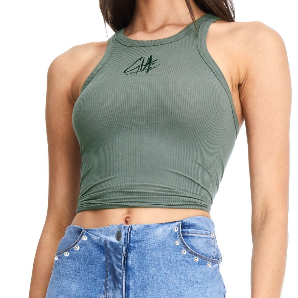 I.AM.GIA GIA Embroidered Logo TANK Khaki green